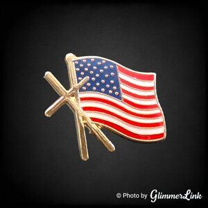 Doherty American Flag Cross Enamel Pin - Faith Patriotic Lapel or Tie Tack